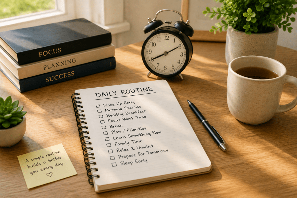 How to Create a Simple Daily Routine That Actually Works 3 Writing down key tasks can make a daily routine easier to follow consistently.