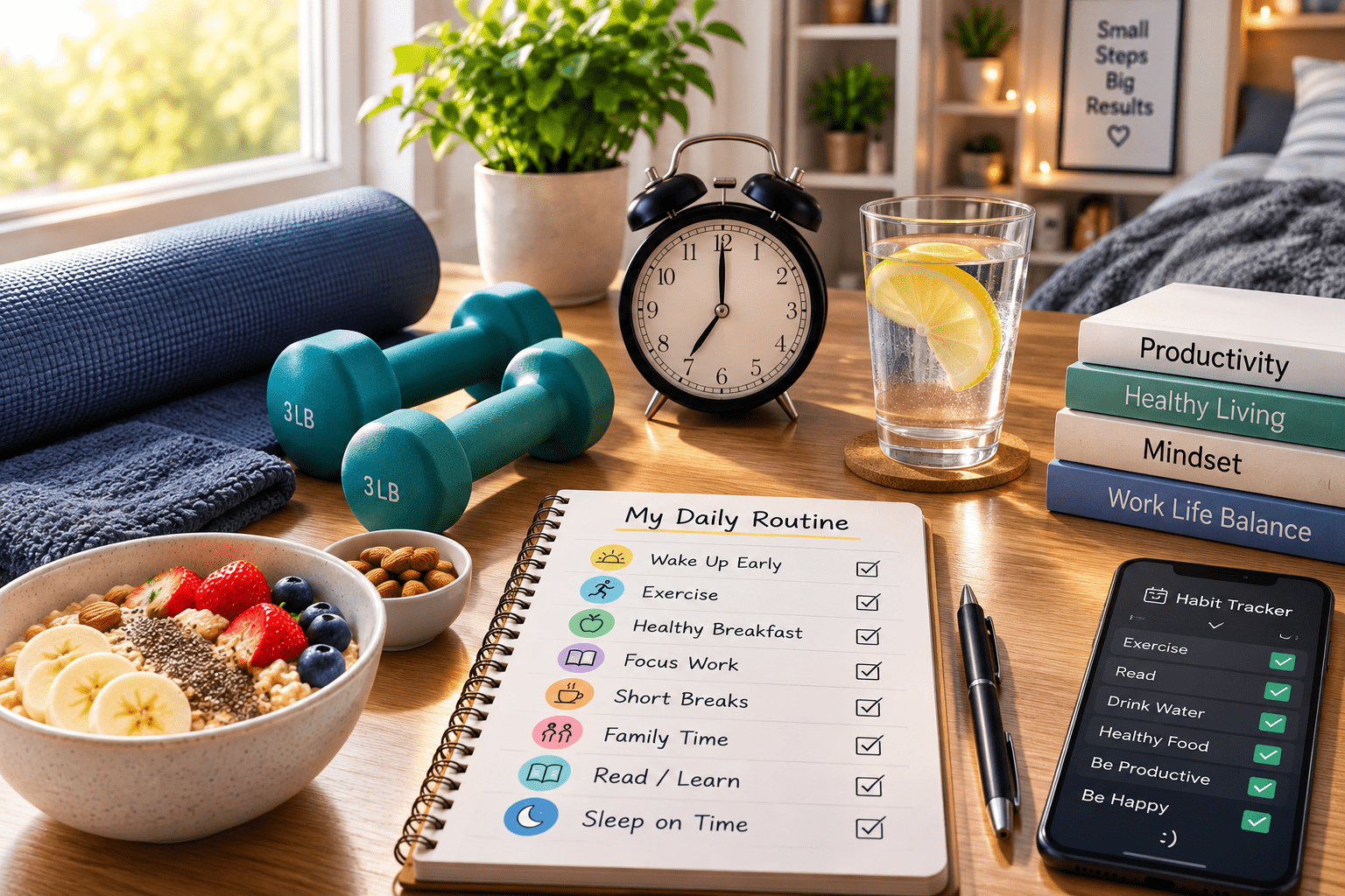 How to Create a Simple Daily Routine That Actually Works 1 Daily schedule with organized tasks and activities