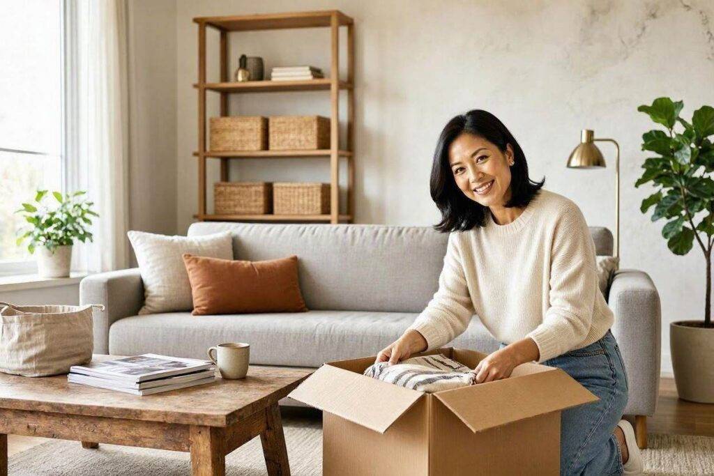 How to Declutter Your Home: A Simple Step-by-Step Guide 3 Boxes and household items prepared for decluttering