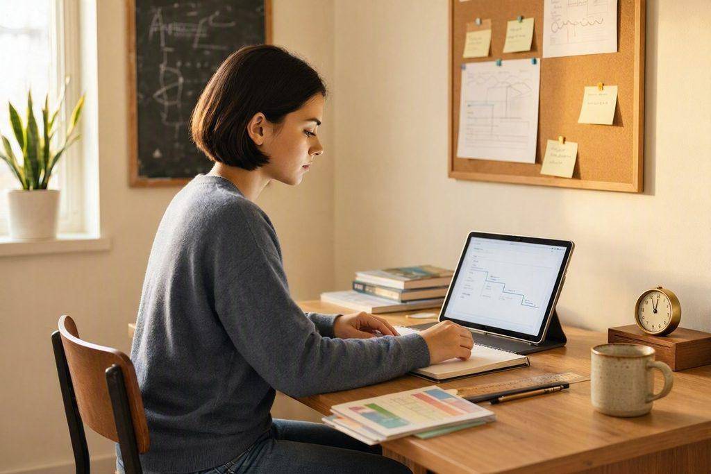 How to Learn Anything Faster: A Practical Learning System That Actually Works 2 Woman learning on laptop, studying with books and notes on desk