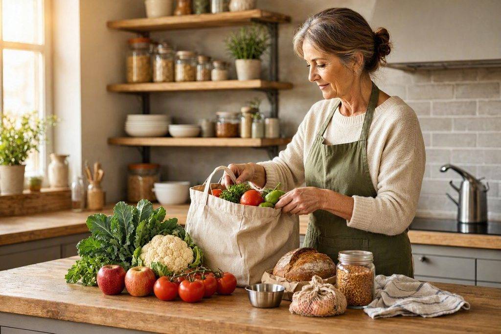 How to Make a Grocery List That Saves Money and Prevents Food Waste 3 Woman packing groceries, healthy food and meal planning tips