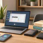 How to Organize Your Digital Life: A Simple System for Managing Files, Emails, and Passwords 13 Laptop and phone displaying digital organization, files, and security icons.