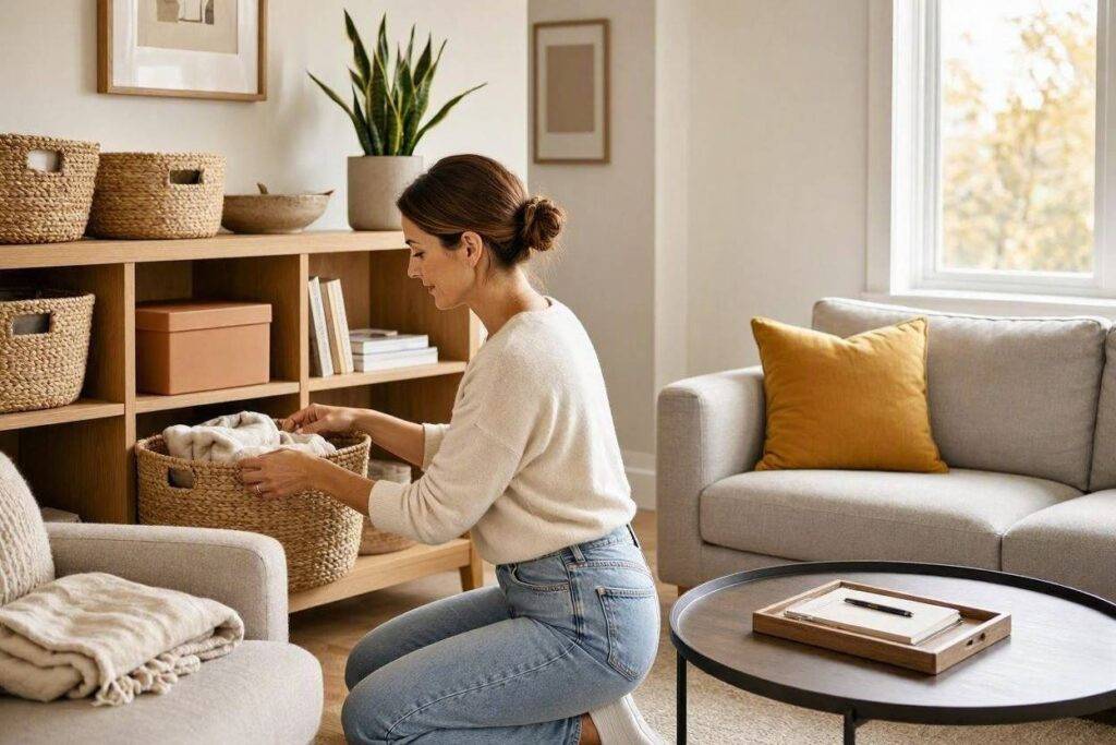 How to Organize Your Home Without Feeling Overwhelmed 2 Clean organized home space with everyday belongings neatly arranged