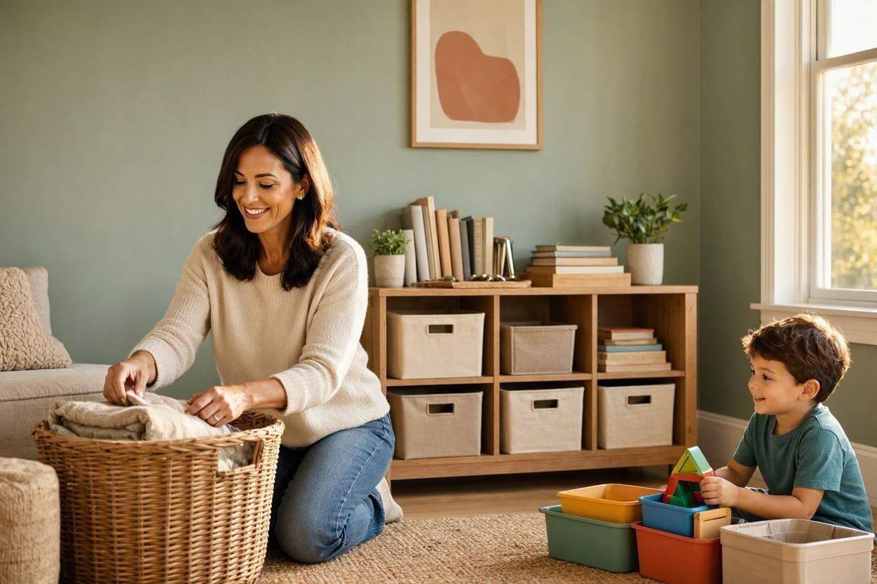 How to Organize Your Home Without Feeling Overwhelmed 1 Person organizing a small section of a home one area at a time