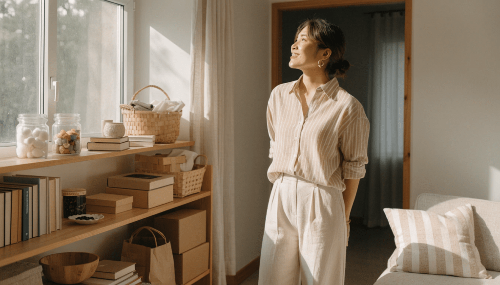 How to Organize Your Home Without Buying More Storage 3 Decluttered closet with neatly arranged household items