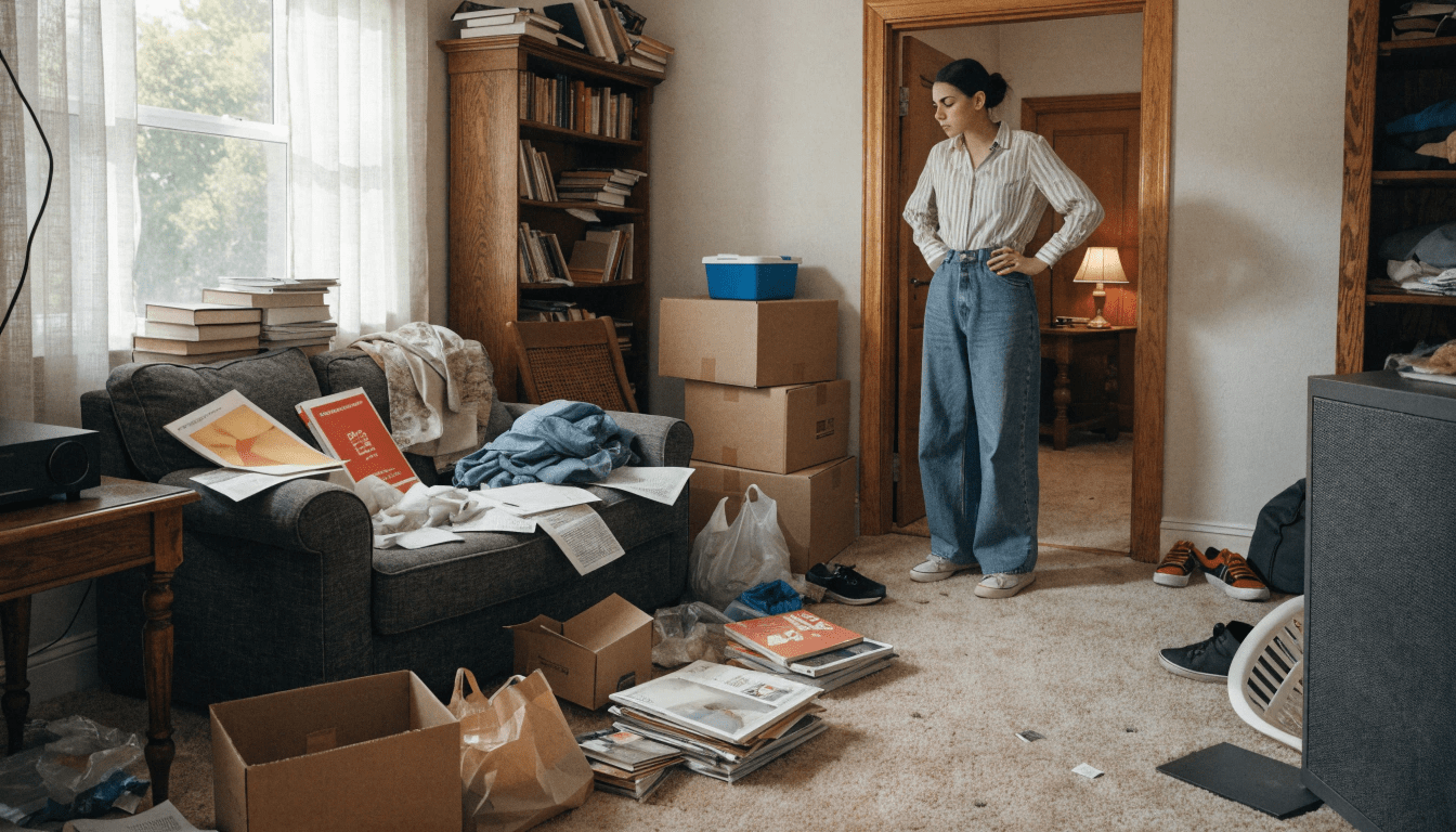 How to Declutter Your Home: A Simple Step-by-Step Method 1 Person sorting household items while decluttering a room