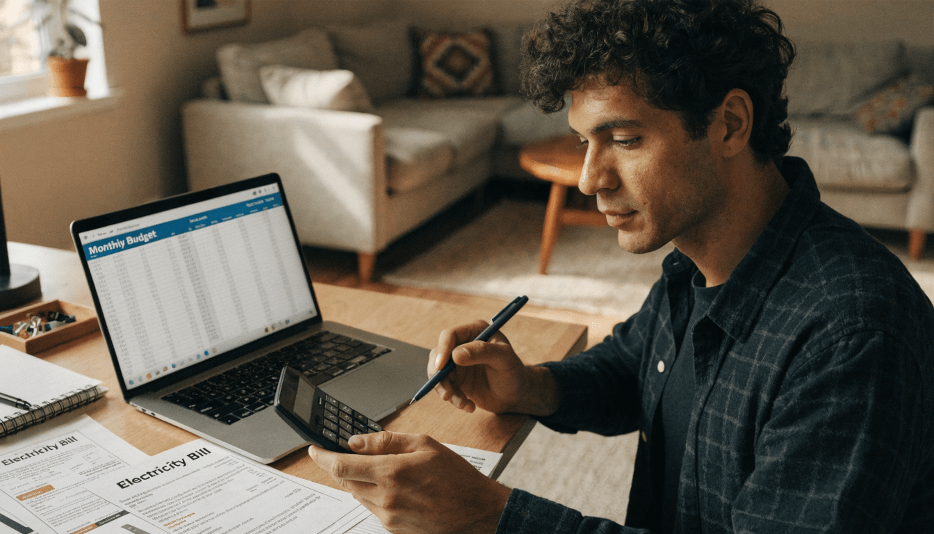 How to Lower Your Monthly Household Bills Without Making Big Changes 1 Person reviewing monthly household bills and expenses